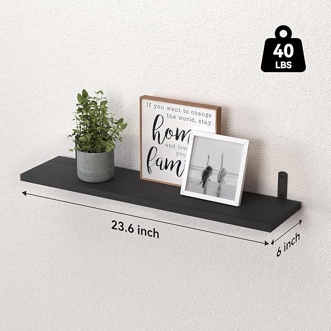 Wood Floating Shelves Set of 6, 24 inch Long Floating Shelves - Image 3