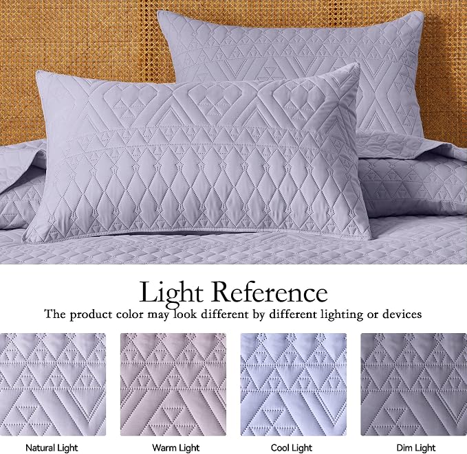 akkialla Twin Size Quilt Bedding Set, Lavender Lightweight Microfiber Soft - Image 4