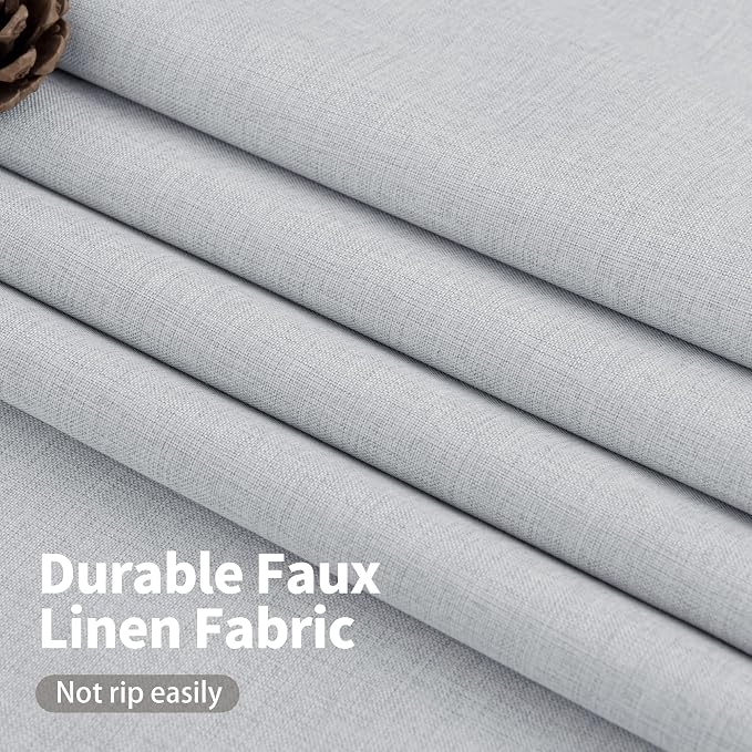 YoungsTex Short Linen Blackout Curtains 40 Inch Length, Thermal Insulated Black - Image 7