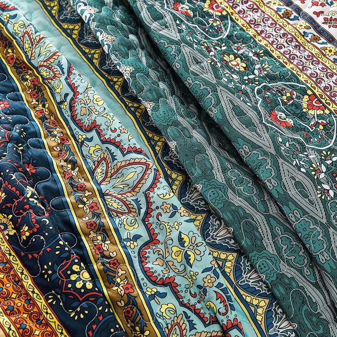 WONGS BEDDING Boho King Quilt Bedding Set, 3 Pieces Bedspread, Breathable - Image 9
