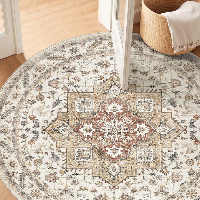 cotiled 6ft Round Living Room Area Rug, Traditional, Dining Room, and Home - Image 6