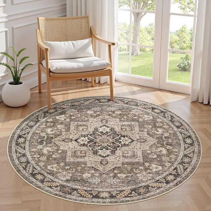 cotiled 5ft Round Living Room Area Rug, Traditional, Dining Room, and Home by COTILED