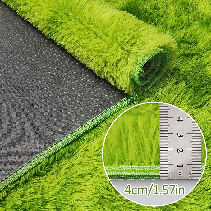 Green Tie-Dyed Rug for Living Room 6x9 Fluffy Area Rug Mat Bedside Throw Rug - Image 3