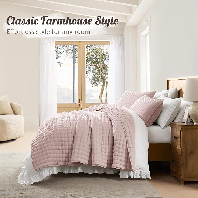 WDCOZY Pink King Size Quilt Bedding Sets - Image 6