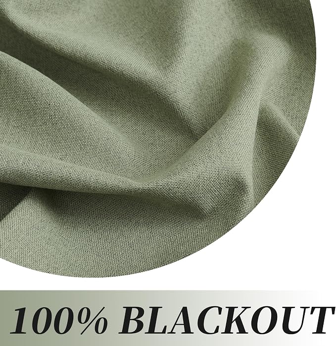 Extra Long Blackout Linen Curtains 120 Inches Long, Back Tab Loop Pocket Hook - Image 6