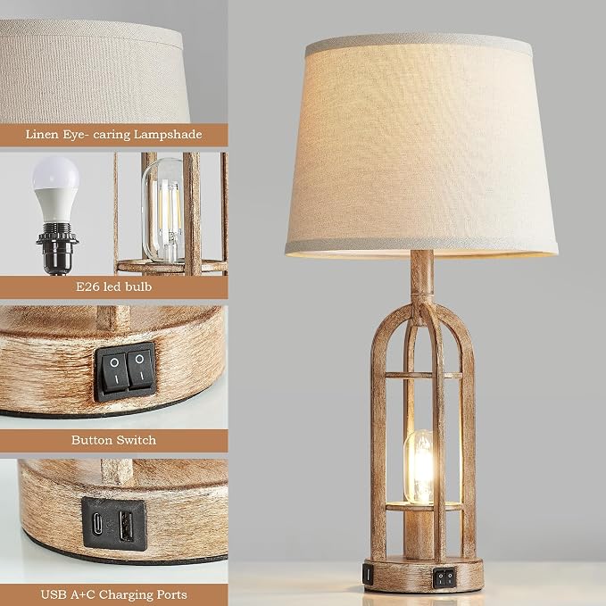 SRJJA Table Lamps for Living Room End Table Set of 2 - Image 5