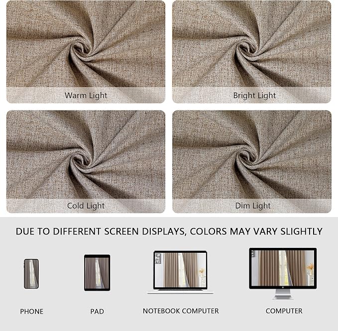 100% Blackout Curtains 84 inch Length 2 Panels Faux Linen Long Drapes - Image 5