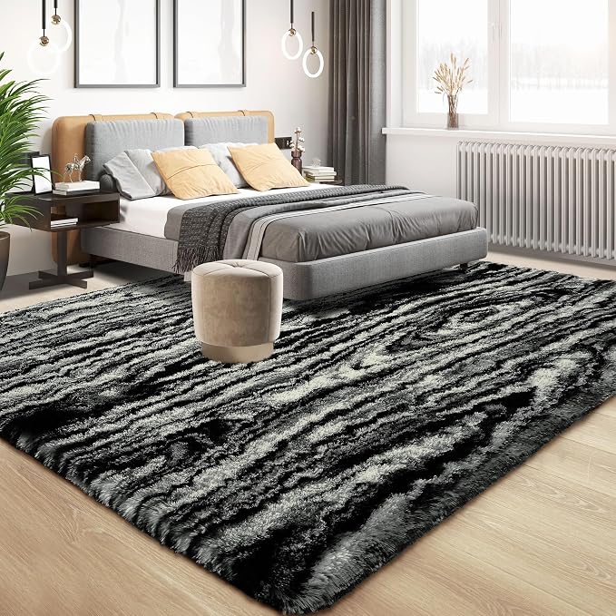 Fluffy Large Rugs for Living Room, Shag Area Rug 6x9 Soft Carpet for Bedroom - Image 3