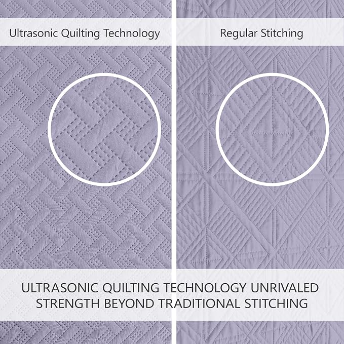 FLYMME Twin Quilt Set, Lightweight Lavender Bedspreads, Basket Weave Pattern - Image 5