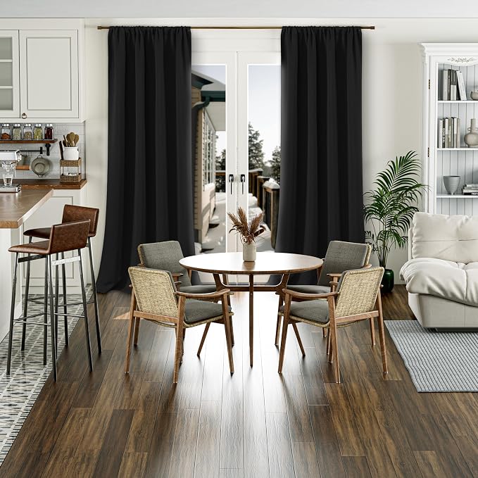 BGment Black Blackout Curtains for Living Room 108 Inch Length 2 Panels | - Image 2