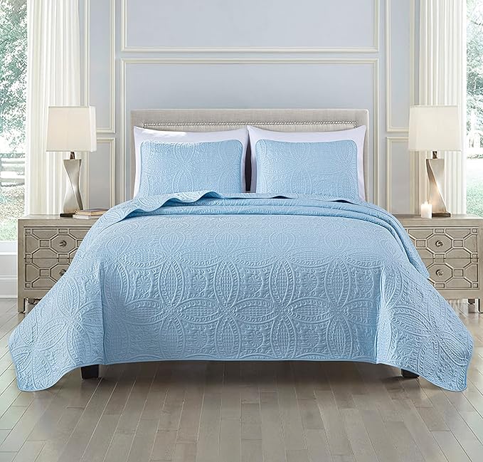 Chezmoi Collection Austin 3-Piece Oversized Bedspread Coverlet Set | Oversized by ChezmoiCollection