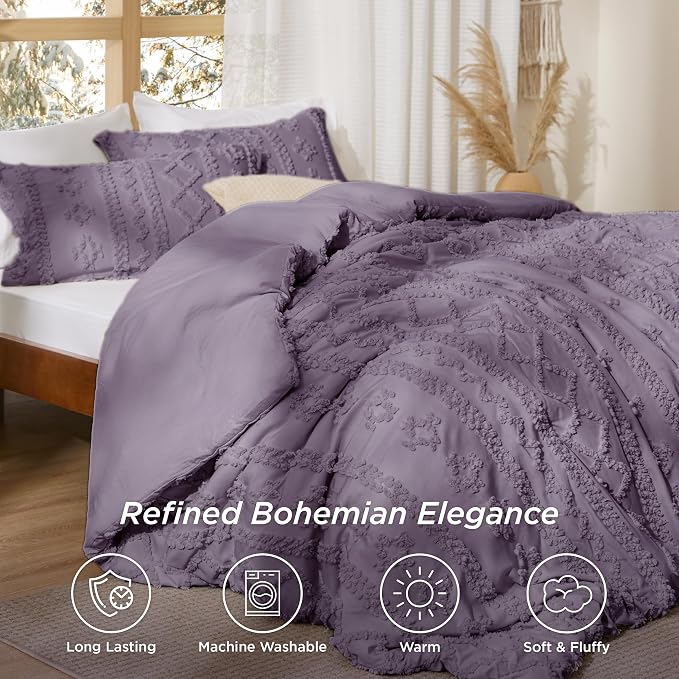 Bedsure Tufted Boho Comforter Set King Size - Image 3