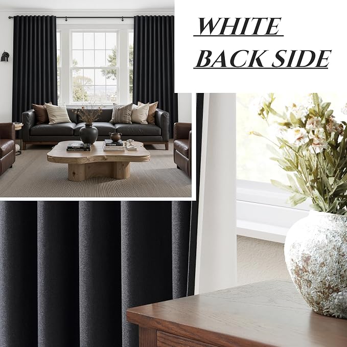 Black Out Curtains 70 Inches Extra Wide Luxury Linen Curtains 84 Inch Length - Image 4