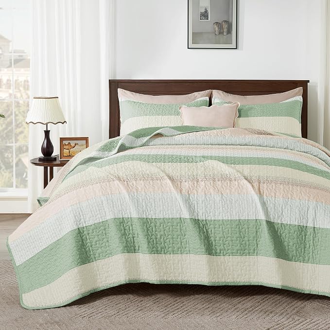 California King Quilt Set Mint Pink, 3 Pieces Bedspreads | Ultra Soft by Andency