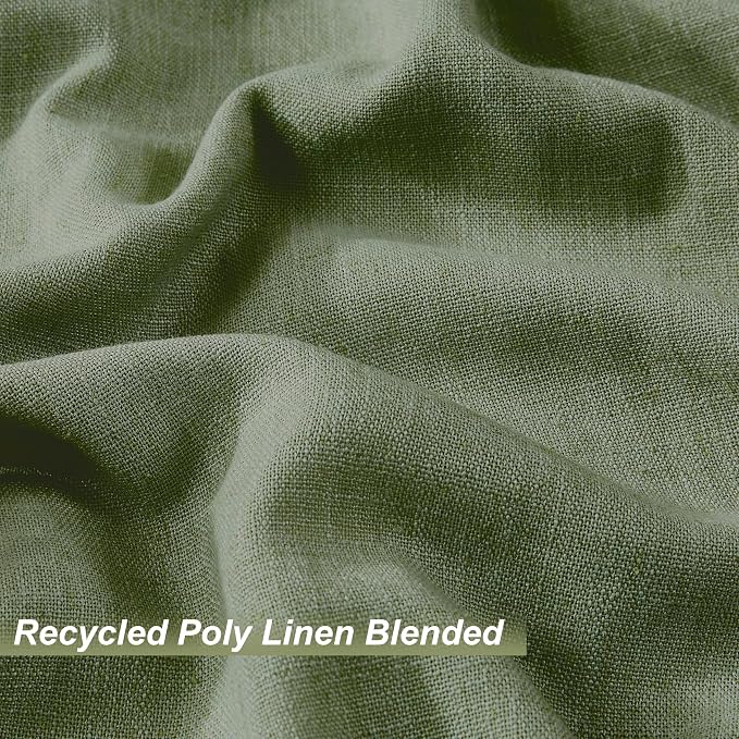 Vision Home Dark Green Pinch Pleated Full Blackout Curtains Linen Blended Room - Image 5