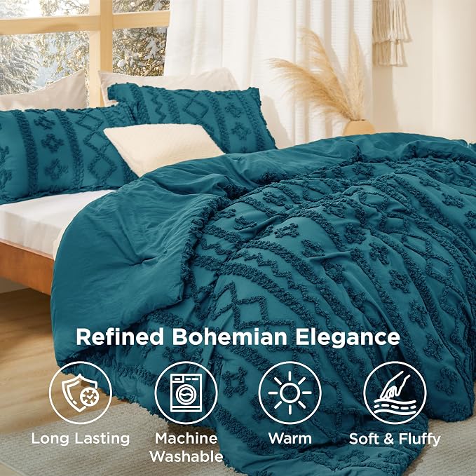 Bedsure Tufted Boho Comforter Set Queen Size - Image 2