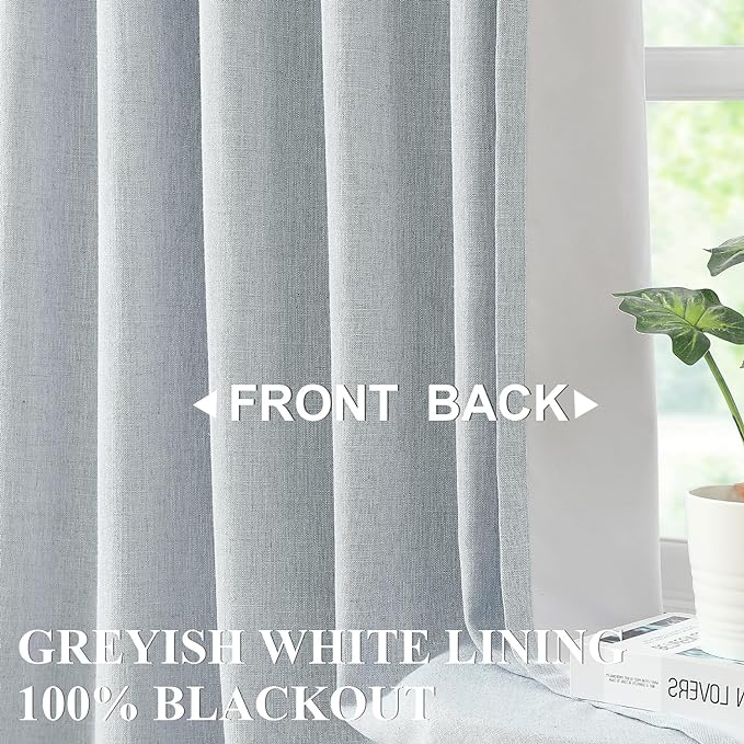 Vision Home Pinch Pleated Full Blackout Curtains Linen Blended Room Darkening - Image 2