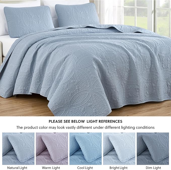 Chezmoi Collection Austin Queen Oversized Bedspread Set, 3-Piece Pinsonic - Image 5