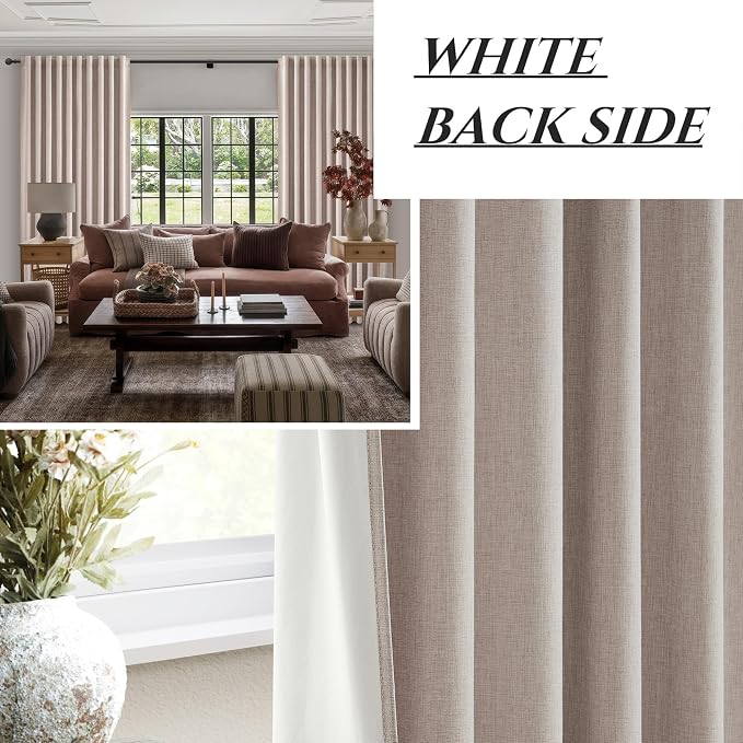 QJmydeco Blackout Curtains 70 Inches Extra Wide Linen Curtains 84 Inch Length - Image 7