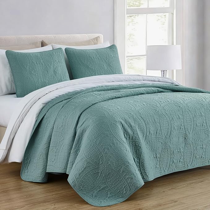 Chezmoi Collection Austin 3-Piece Oversized Bedspread Coverlet Set King - Image 5