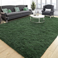 Fluffy Dark Green Rugs for Living Room Bedroom, 4x6 Soft Area Rug Forest Hunter by Tepook