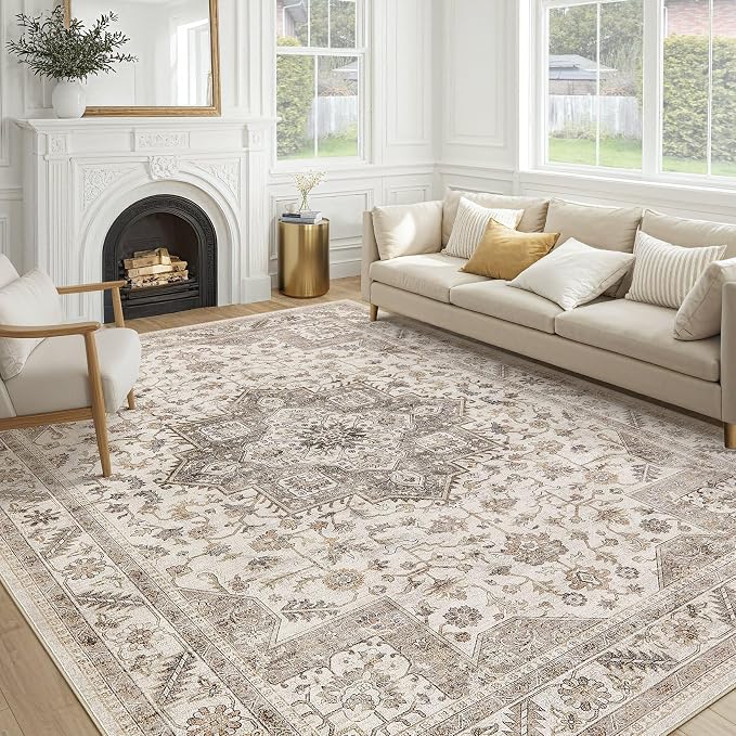 cotiled 12x15 Area Rug for Living Room, Traditional, Light Brown | Soft by COTILED
