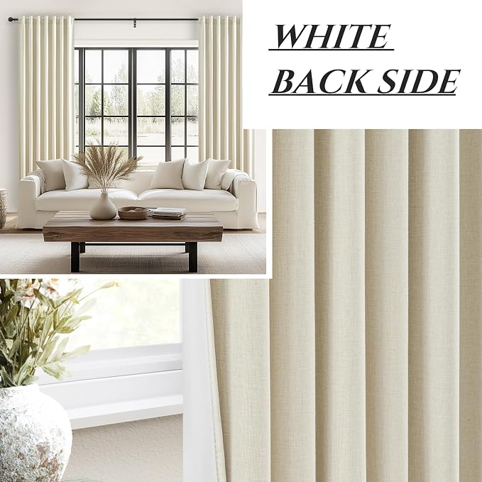 QJmydeco Warm Cream 120 Inch Curtains High Ceiling Tall Curtain - Image 7