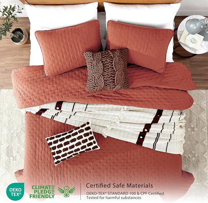 ROARINGWILD Burnt Orange Quilt Sets King Size - Image 2