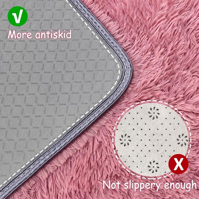 2x8 Bedside Area Rugs for Bedroom Soft Fluffy Shag Blush Pink Rug for Hallway - Image 4