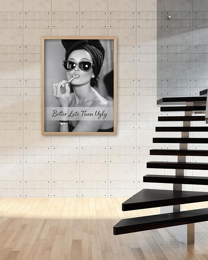 iHery 12x16in Hepburn Better Late Than Ugly Unframed Bathroom Wall Art | - Image 2