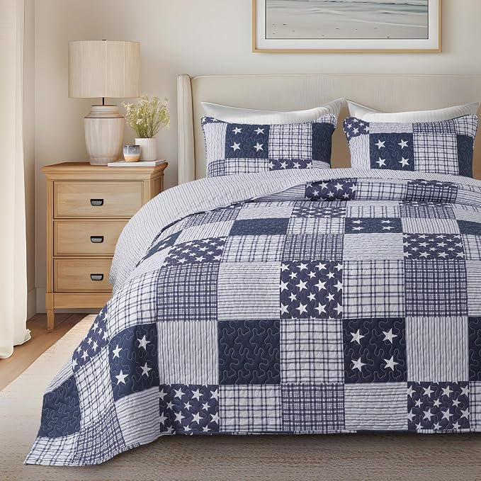 SLPR - Americana Patriotic Quilt Set, Star Bedding, Queen - Image 2
