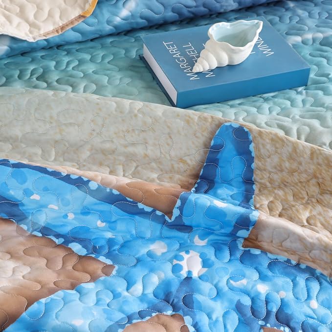 weigelia Coastal Quilt Queen Size, Beach Lightweight Summer Bedding | Starfish - Image 7