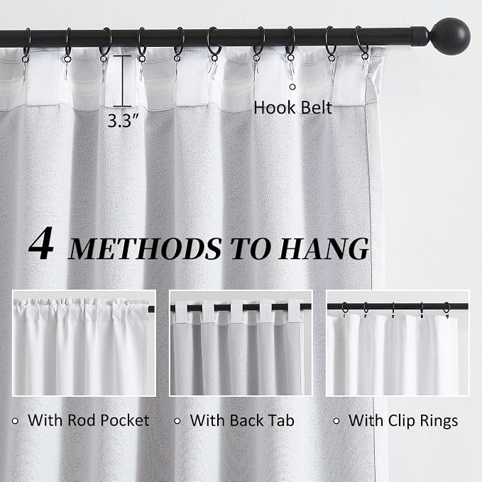 White Linen Full Blackout Curtains - Image 3