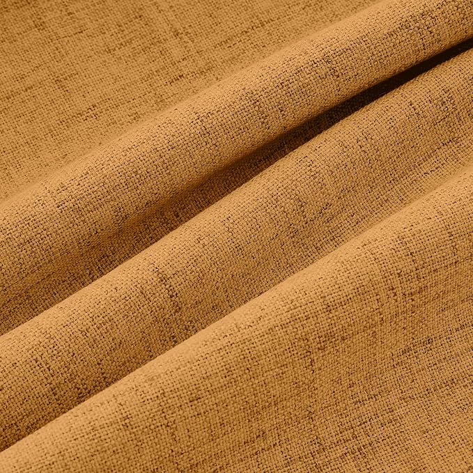 MIULEE Fall 100% Blackout Linen Curtains 42" x 72" Mustard Yellow 2 Panels | - Image 9