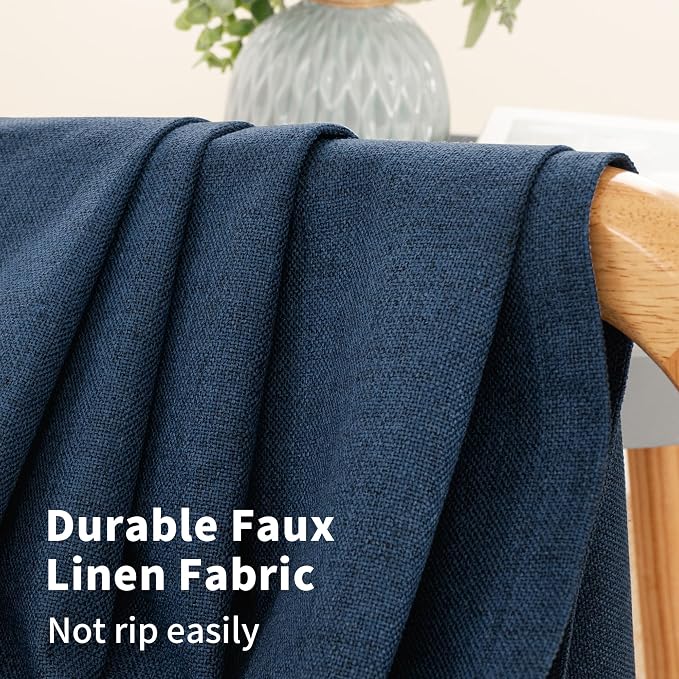 YoungsTex Navy Blue Linen Blackout Curtains - Image 5