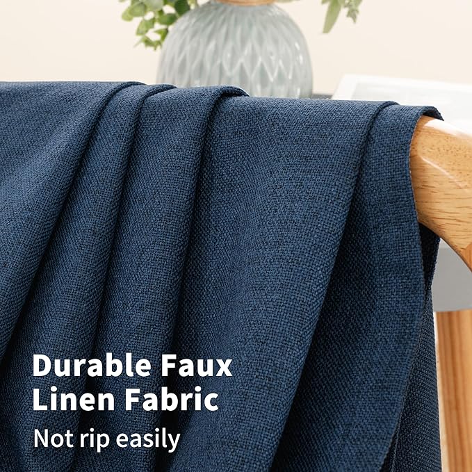 YoungsTex Navy Linen Blackout Curtains 48 Inches Long - Image 5