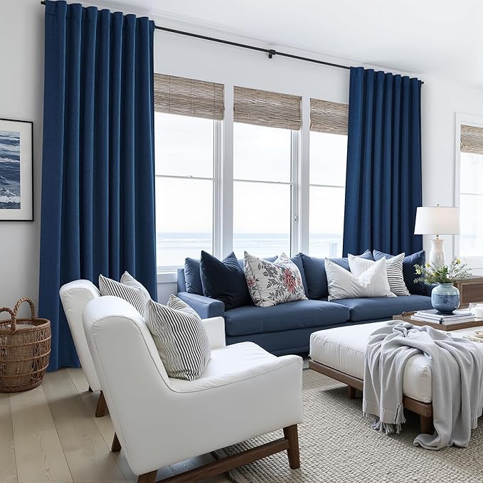 Navy Blue 100% Blackout Curtains 45 Inches Long 2 Panels Set, Kids/Boys Rooms - Image 6