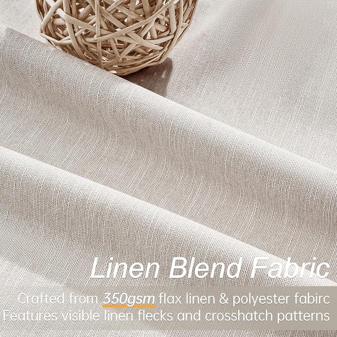 Topfinel Oatmeal Linen Blackout Curtains 96 Inches Long 8 FT Tall 2 Panels - Image 2