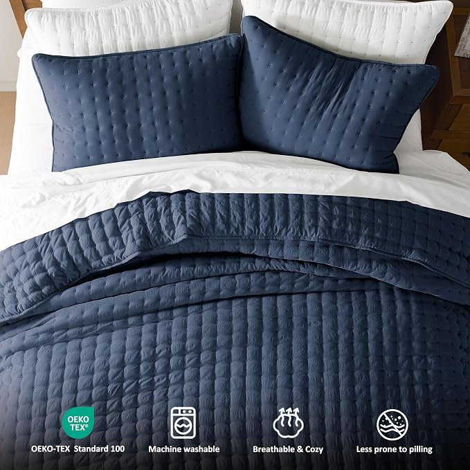 WDCOZY Navy Blue King Size Quilt Bedding Sets - Image 7