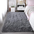 3x5 Grey Fluffy Shag Rug for Bedroom, Plush Washable Carpet | Area Rug for by KICHOWUA
