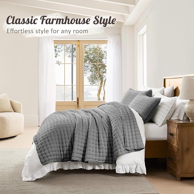 WDCOZY Dark Grey California Cal King Size Quilt Bedding Sets - Image 6