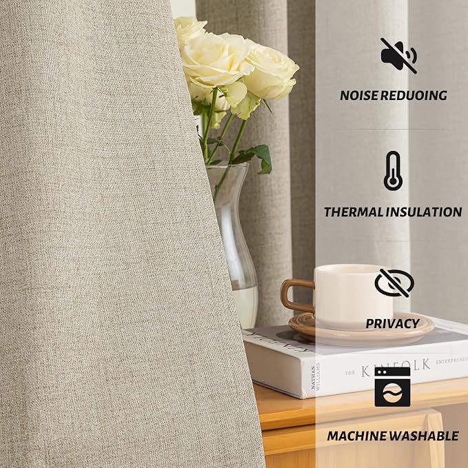 Yakamok Natural Linen Textured Curtains 84 Inches Long - Image 5