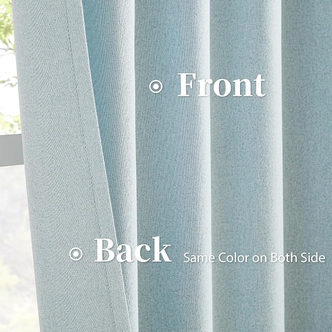 Thermal Insulated Blackout Linen Curtain Panels 90 Inches Long, Totally Shaded - Image 4