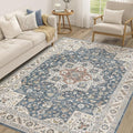 cotiled 7x9 Area Rug for Living Room, Traditional, Vintage Blue | Soft by COTILED