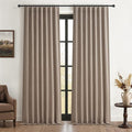 Dark Flax Black Out 108 Inch Long Boho Curtains 2 Panel Set, Farmhouse Curtain by QJMYDECO