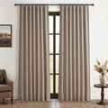 Pleated Dark Flax Brown 100 Inches Long Blackout Linen Dining/Living Room Large by QJMYDECO