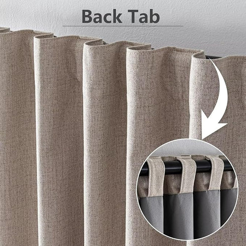 100% Blackout Curtains 108 inch Length 2 Panels Faux Linen Long Drapes - Image 2