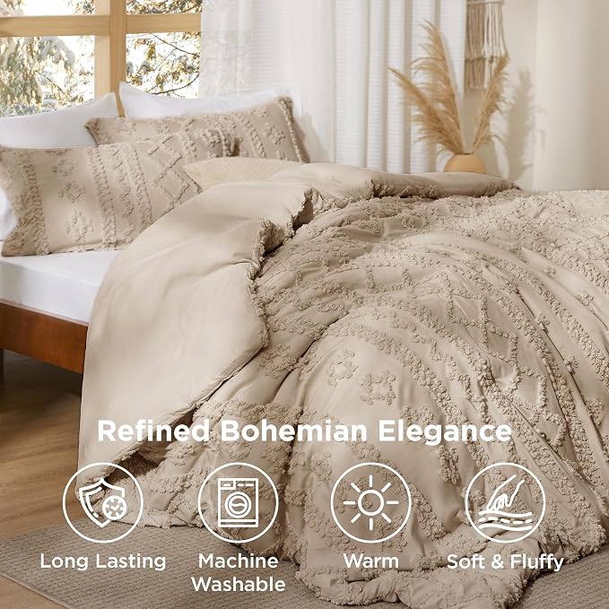 Bedsure Tufted Boho Comforter Set California King Size - Image 4