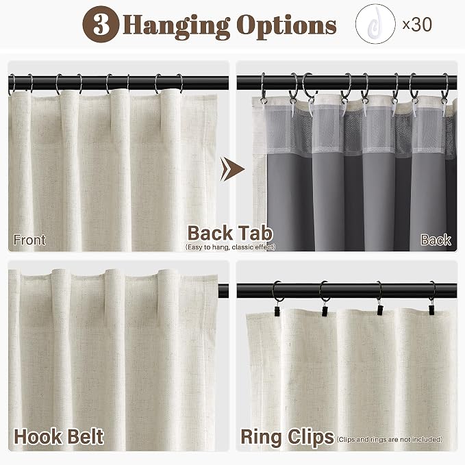 Warm Beige 100% Blackout Linen Curtains - Image 3