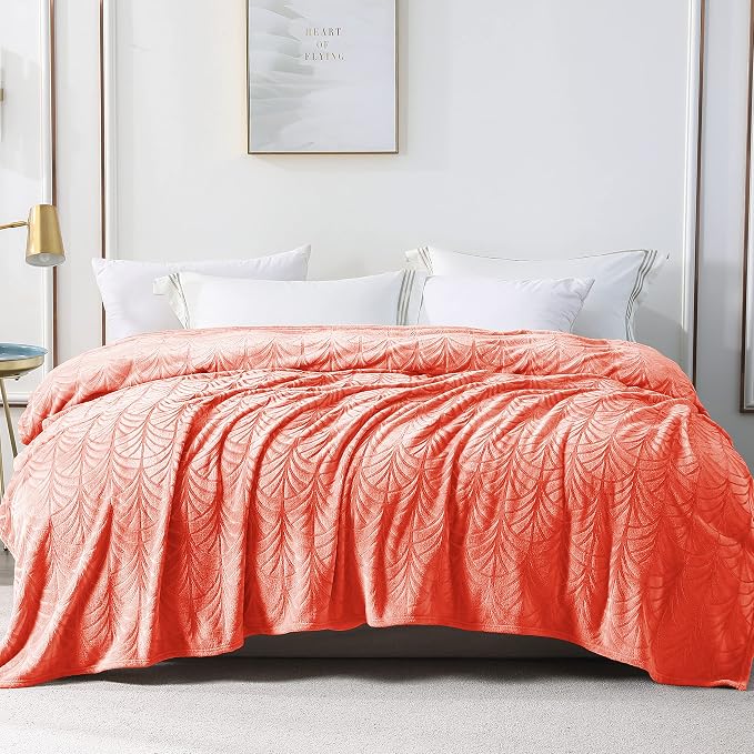 Whale Flotilla Soft Flannel Fleece King Size Bed Blanket, Coral | Cozy - Image 8